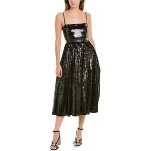WEWOREWHAT Black Sequin Midi Dress
